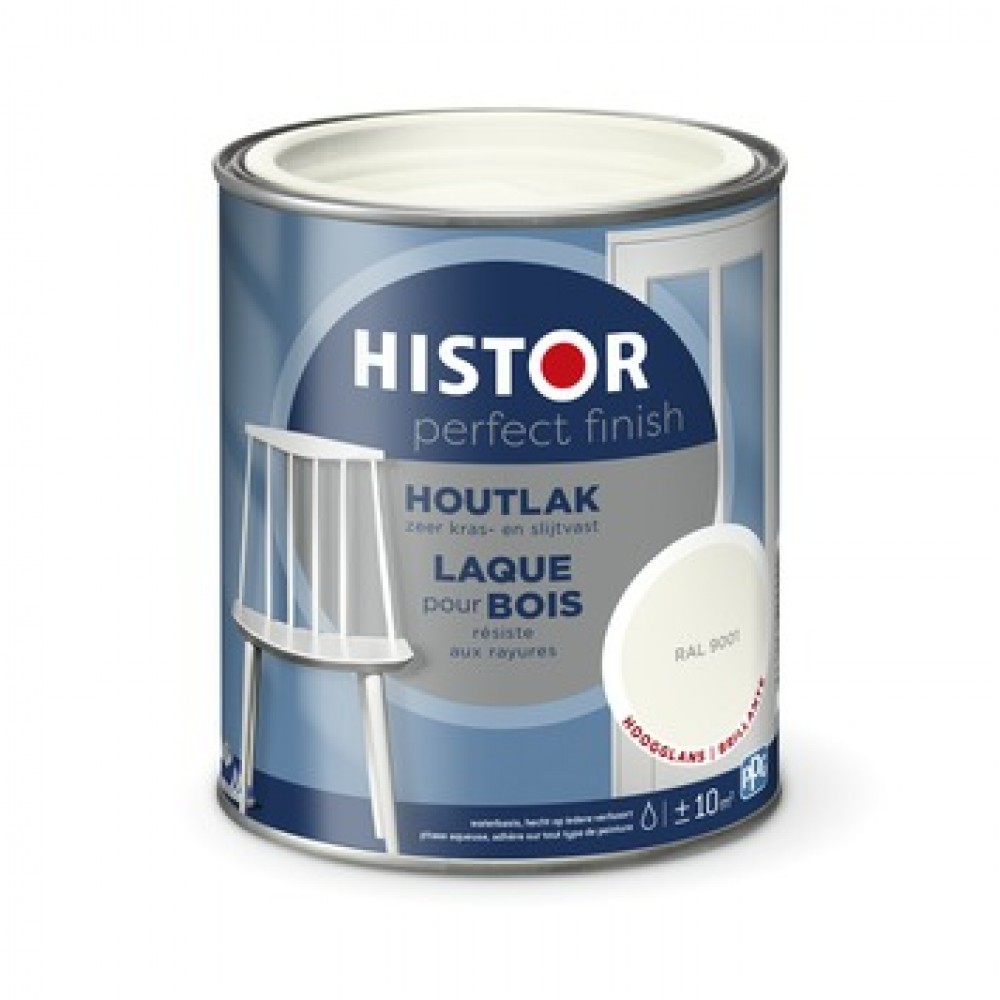 Histor Perfect Finish houtlak hoogglans RAL 9001 750ml