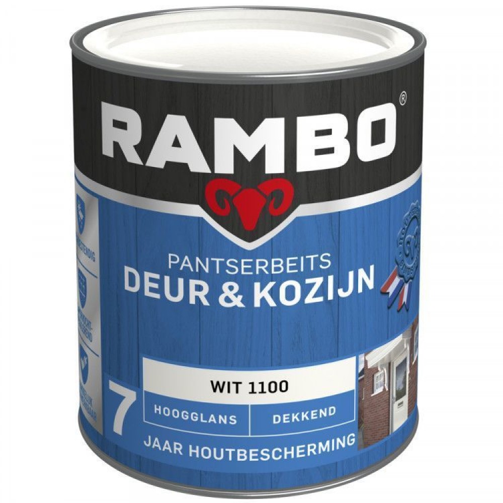 Rambo Deur en Kozijn pantserbeits hoogglans dekkend wit 1100 750ml