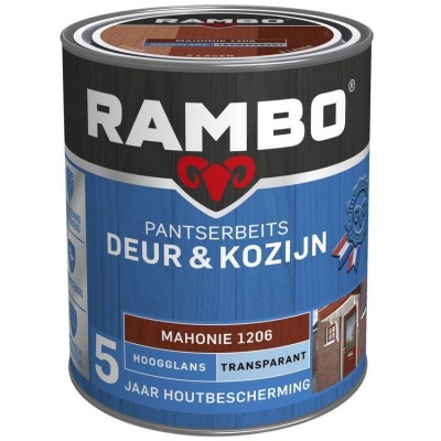 Rambo Deur en Kozijn pantserbeits hoogglans transparant mahoniehout 1206 750ml