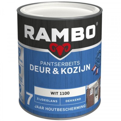 Rambo Deur en Kozijn pantserbeits zijdeglans dekkend wit 1100 750ml