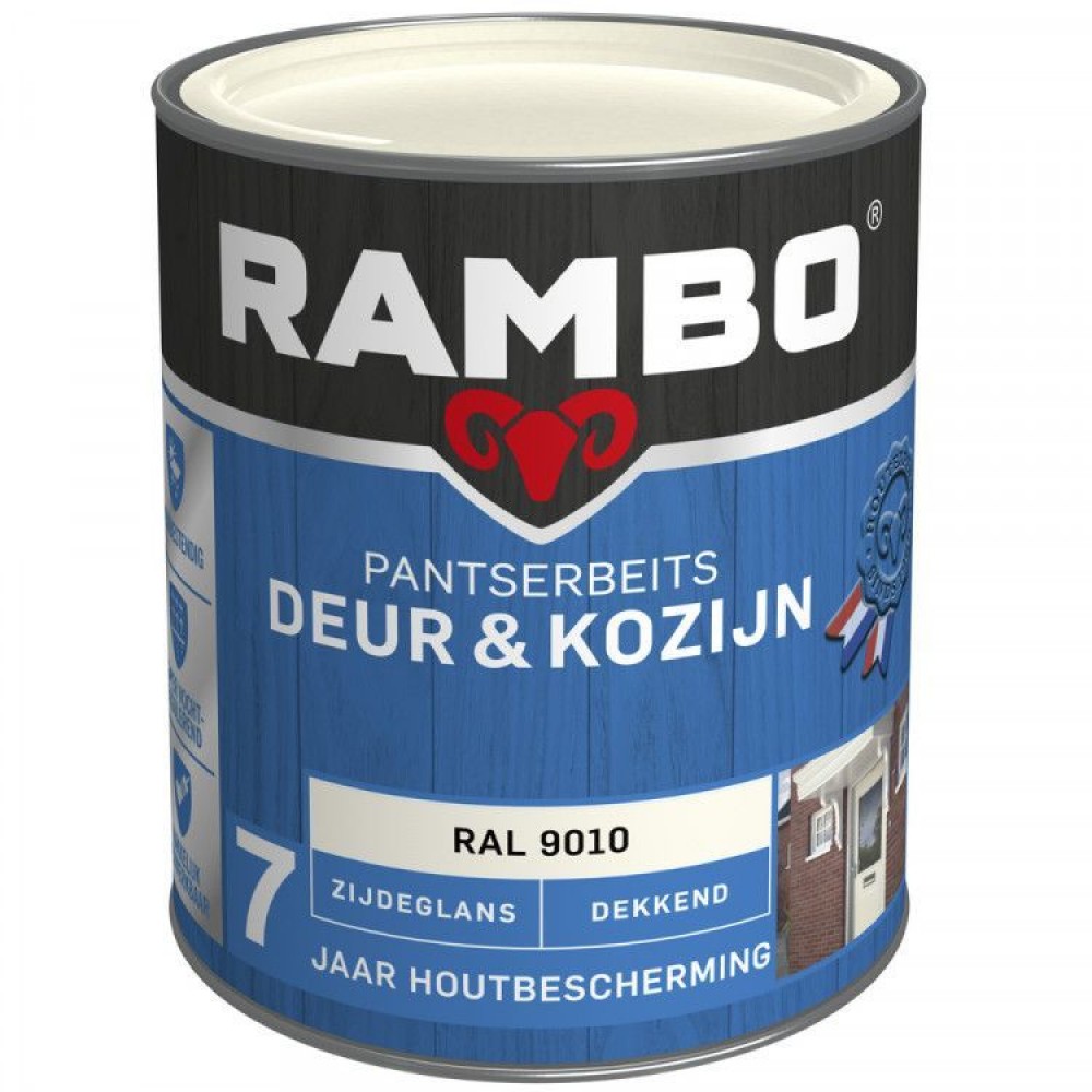 Rambo Deur en Kozijn pantserbeits zijdeglans dekkend RAL 9010 750ml