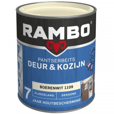 Rambo Deur en Kozijn pantserbeits zijdeglans dekkend boeren wit 1109 750ml
