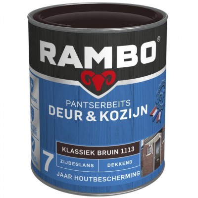 Rambo Deur en Kozijn pantserbeits zijdeglans dekkend klassiek bruin 1113 750ml