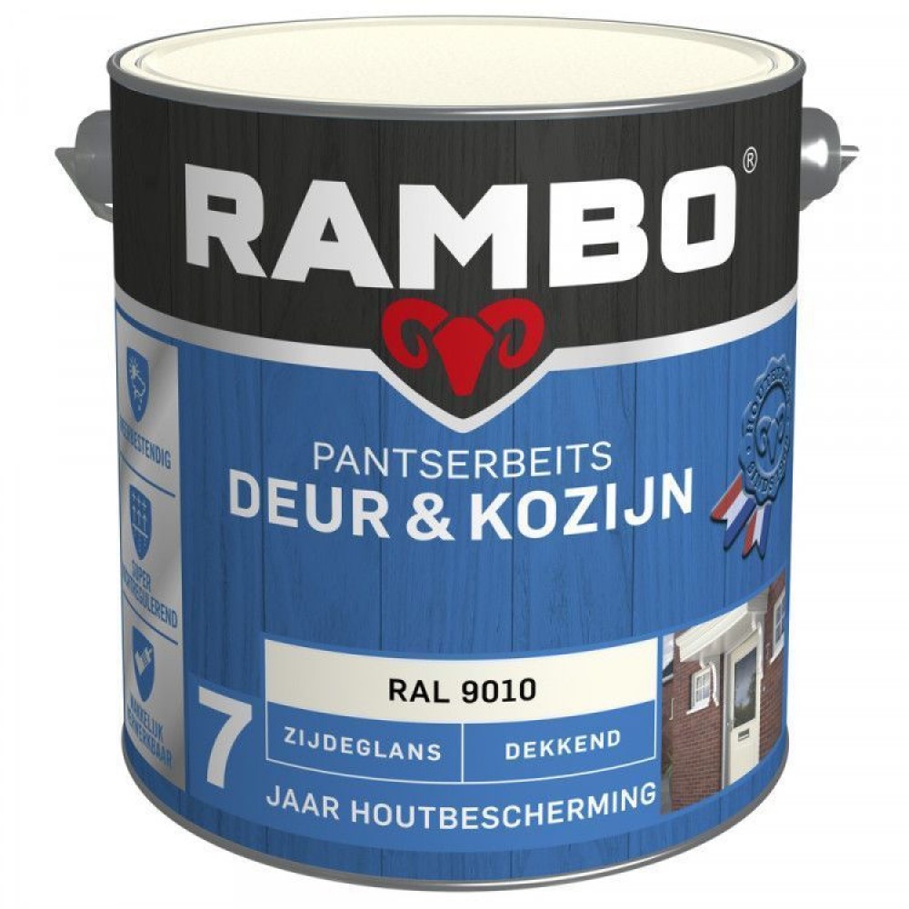 Rambo Deur en Kozijn pantserbeits zijdeglans dekkend RAL 9010 2500ml