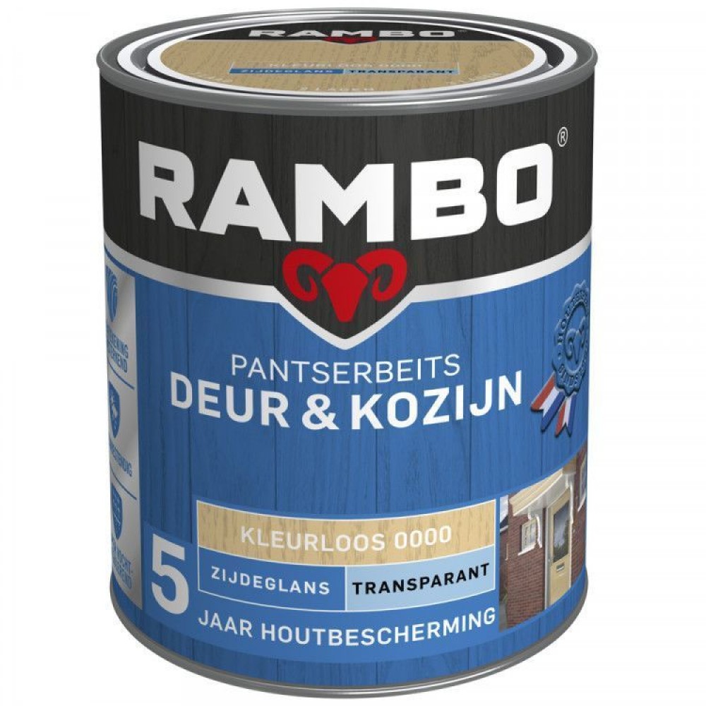 Rambo Deur en Kozijn pantserbeits zijdeglans transparant kleurloos 0000 750ml