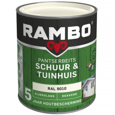 Rambo Schuur en Tuinhuis pantserbeits zijdeglans dekkend RAL 9010 750ml