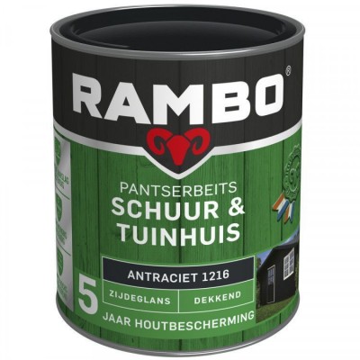 Rambo Schuur en Tuinhuis pantserbeits zijdeglans dekkend antraciet 1216 750ml