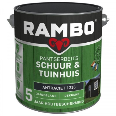 Rambo Schuur en Tuinhuis pantserbeits zijdeglans dekkend antraciet 1216 2500ml