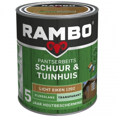 Rambo Schuur en Tuinhuis pantserbeits zijdeglans transparant licht eiken 1202 750ml