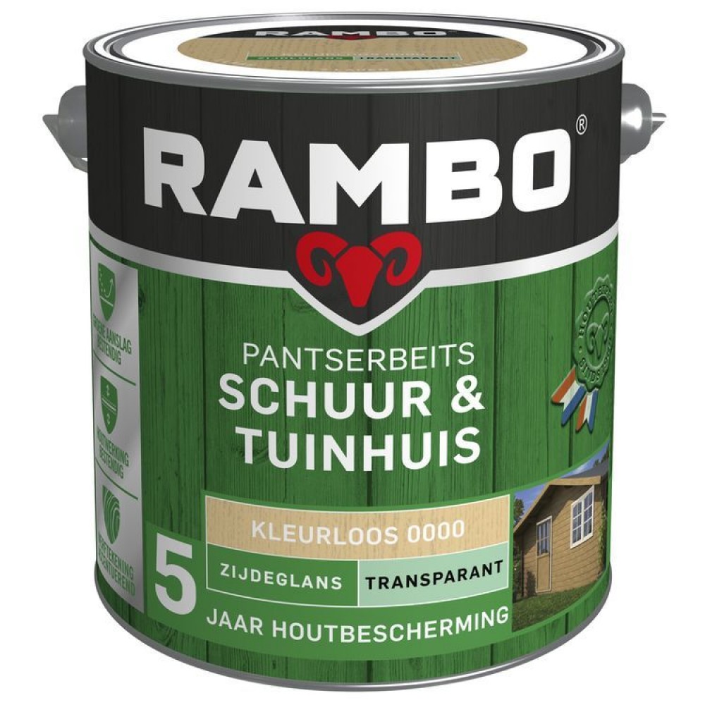 Rambo Schuur en Tuinhuis pantserbeits zijdeglans transparant kleurloos 0000 2500ml