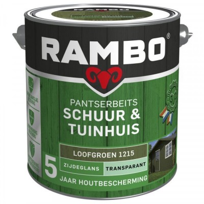 Rambo Schuur en Tuinhuis pantserbeits zijdeglans transparant loof groen 1215 2500ml