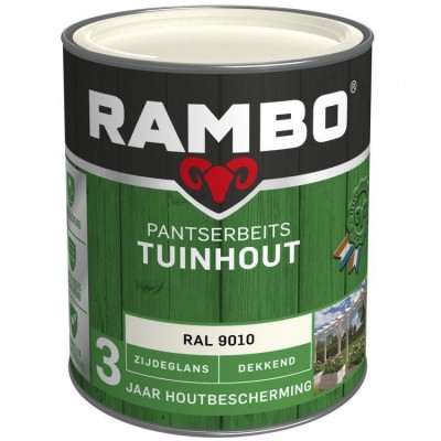 Rambo Tuinhout pantserbeits zijdeglans dekkend RAL 9010 750ml