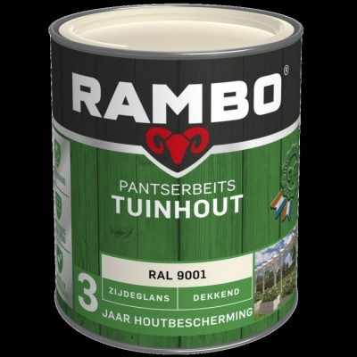 Rambo Tuinhout pantserbeits zijdeglans dekkend RAL 9001 750ml