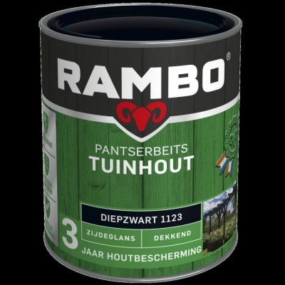 Rambo Tuinhout pantserbeits zijdeglans dekkend diepzwart 1123 750ml