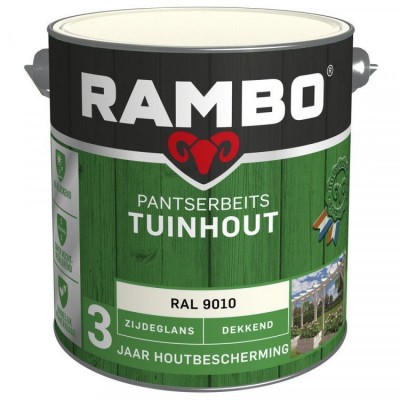 Rambo Tuinhout pantserbeits zijdeglans dekkend RAL 9010 2500ml