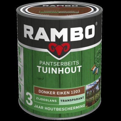 Rambo Tuinhout pantserbeits zijdeglans transparant donker eiken 1203 750ml