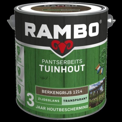 Rambo Tuinhout pantserbeits zijdeglans transparant berkengrijs 1214 2500ml