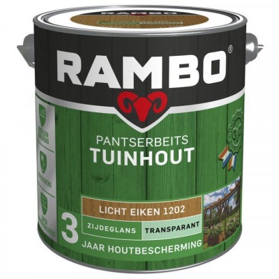 Rambo Tuinhout pantserbeits zijdeglans transparant licht eiken 1202 2500ml