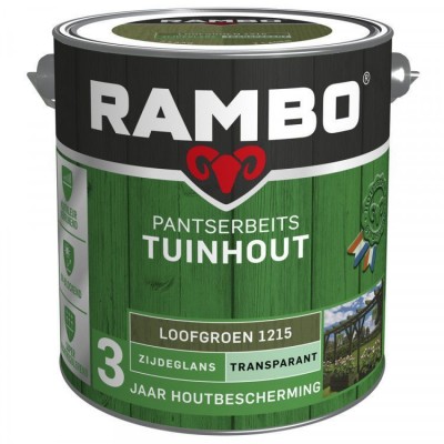 Rambo Tuinhout pantserbeits zijdeglans transparant loof groen 1215 2500ml