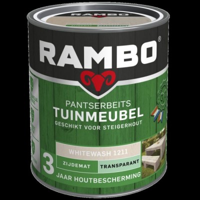Rambo Tuinmeubel pantserbeits zijdemat transparant white wash 1211 750ml