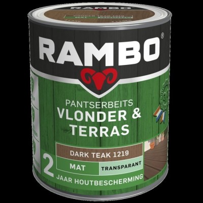 Rambo Vlonder en Terras pantserbeits mat transparant dark teak 1219 1000ml