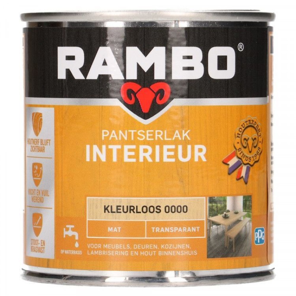 Rambo Pantserlak Interieur transparant mat kleurloos 250ml