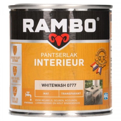 Rambo Pantserlak Interieur transparant mat whitewash 777 250ml