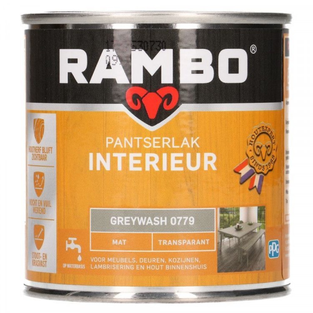 Rambo Pantserlak Interieur transparant mat greywash 779 250ml