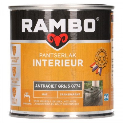 Rambo Pantserlak Interieur transparant mat antraciet grijs 774 250ml
