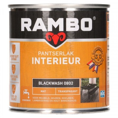Rambo Pantserlak Interieur transparant mat blackwash 802 250ml