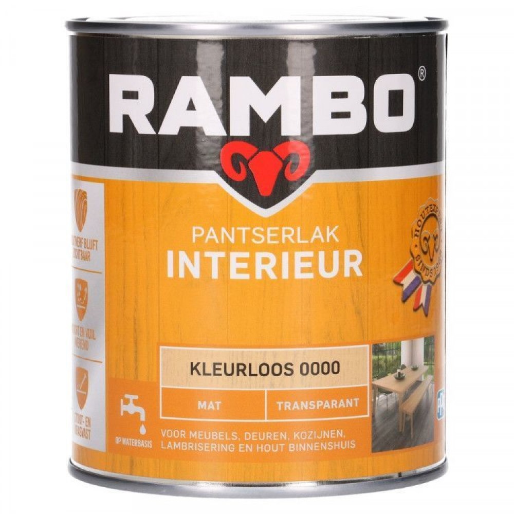 Rambo Pantserlak Interieur transparant mat kleurloos 750ml