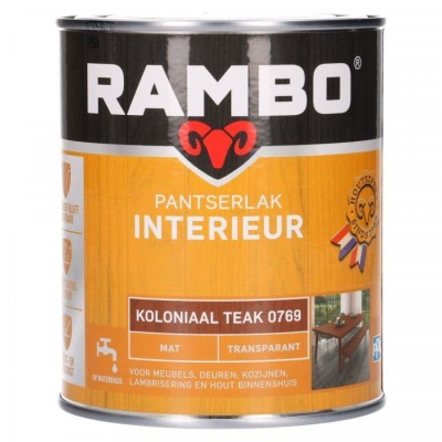 Rambo Pantserlak Interieur transparant mat koloniaal teak 769 750ml