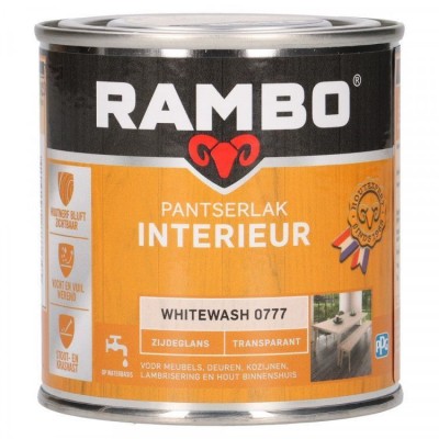 Rambo Pantserlak Interieur transparant zijdeglans whitewash 777 250ml