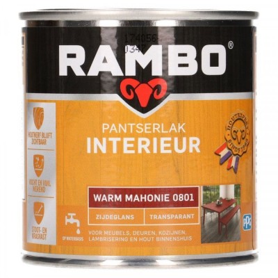 Rambo Pantserlak Interieur transparant zijdeglans warm mahonie 801 250ml