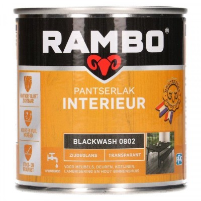 Rambo Pantserlak Interieur transparant zijdeglans blackwash 802 250ml