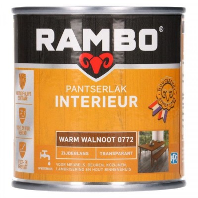 Rambo Pantserlak Interieur transparant zijdeglans warm walnoot 772 250ml
