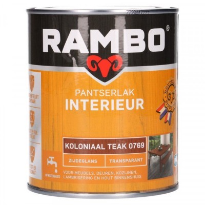 Rambo Pantserlak Interieur transparant zijdeglans koloniaal teak 769 750ml