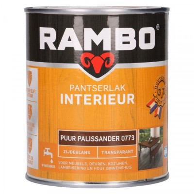 Rambo Pantserlak Interieur transparant zijdeglans puur palissander 773 750ml