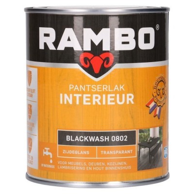 Rambo Pantserlak Interieur transparant zijdeglans blackwash 802 750ml
