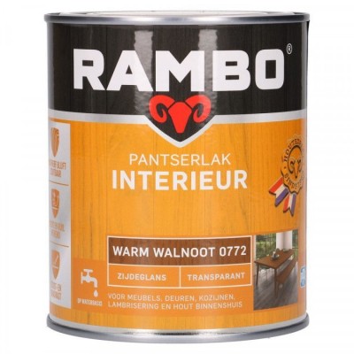 Rambo Pantserlak Interieur transparant zijdeglans warm walnoot 772 750ml