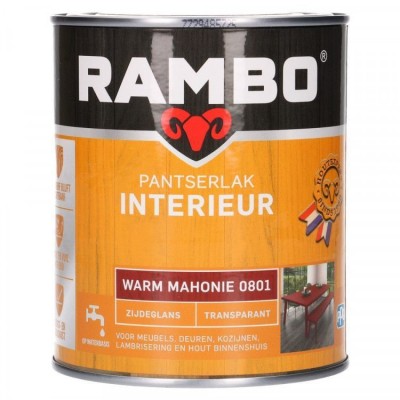 Rambo Pantserlak Interieur transparant zijdeglans warm mahonie 801 750ml