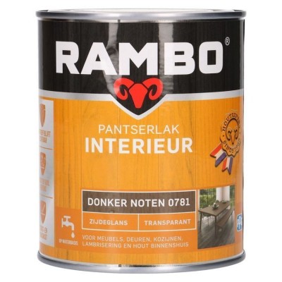 Rambo Pantserlak Interieur transparant zijdeglans donker noten 781 750ml