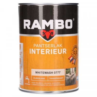 Rambo Pantserlak Interieur transparant zijdeglans whitewash 777 1250ml