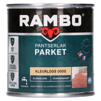Rambo Pantserlak Parket transparant zijdeglans kleurloos 250ml
