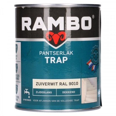 Rambo pantserlak trap dekkend zijdeglans zuiverwit 750ml