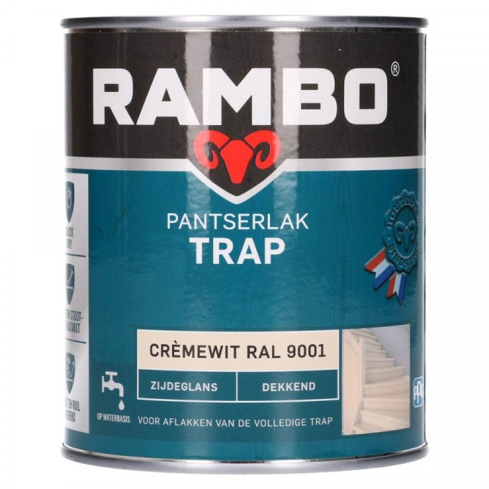 Rambo Pantserlak Trap dekkend zijdeglans cremewit 9001 750ml