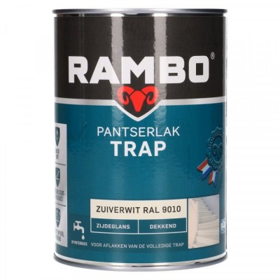 Rambo Pantserlak Trap dekkend zijdeglans zuiverwit 9010 1250ml