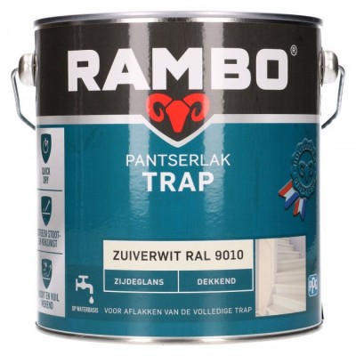 Rambo Pantserlak Trap dekkend zijdeglans zuiverwit 9010 2500ml