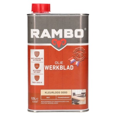 Rambo werkblad olie transparant mat kleurloos 500ml