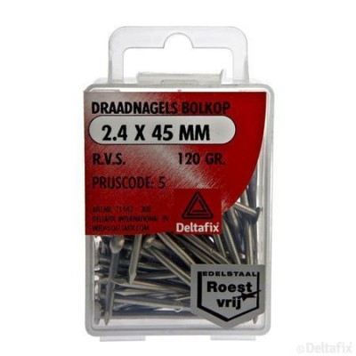 Deltafix Draadnagel bolkop RVS 2.4x45mm 120 gram